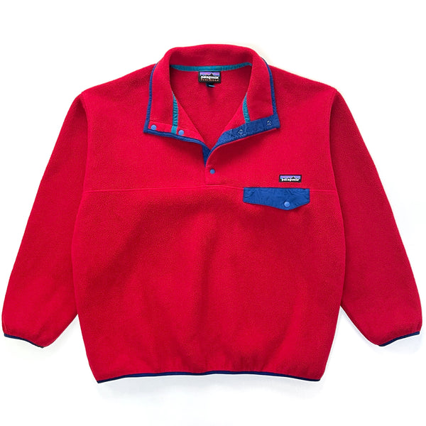 2015 Patagonia Synchilla Snap-T Fleece Pullover, Red & Navy Blue (L/XL)