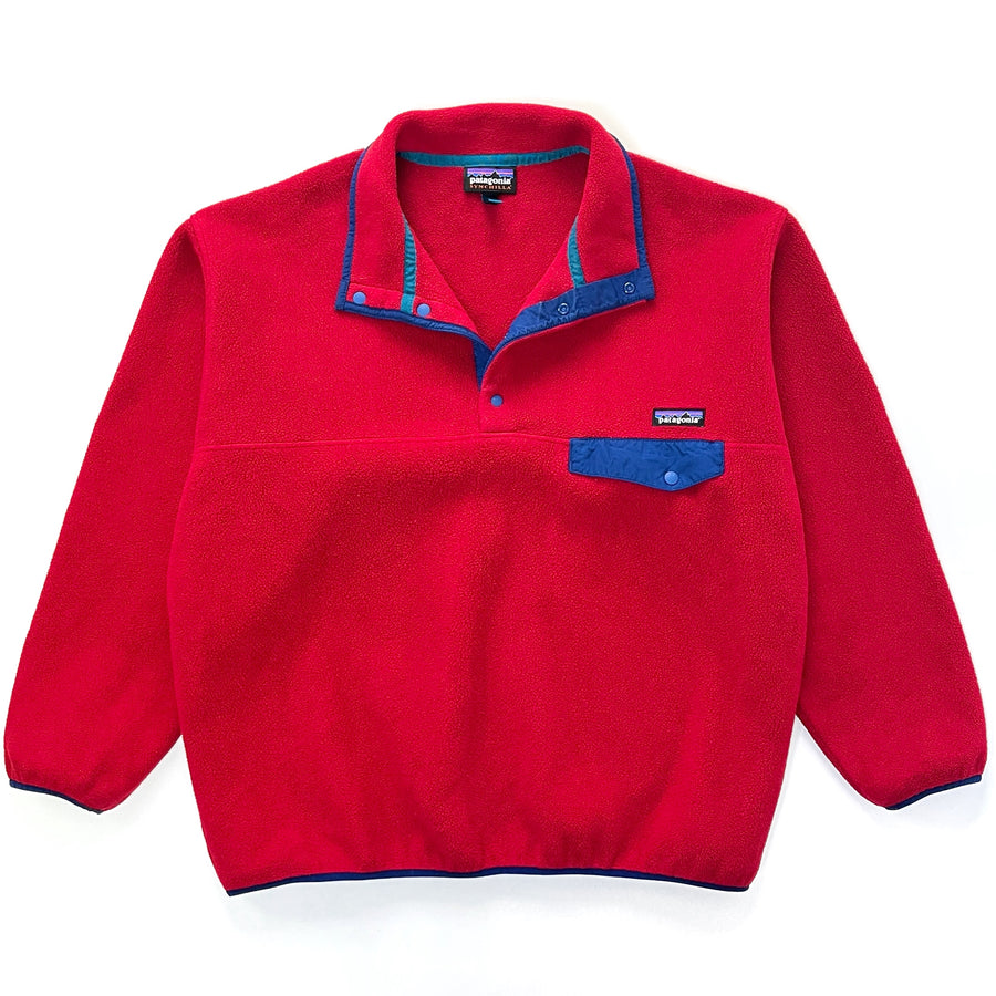 2015 Patagonia Synchilla Snap-T Fleece Pullover, Red & Navy Blue (L/XL)