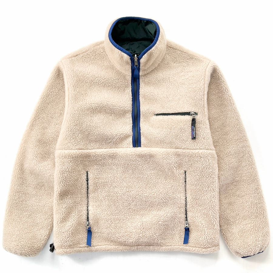 1993 Patagonia Reversible Deep Pile Glissade Pullover, Natural & Hunter (S)