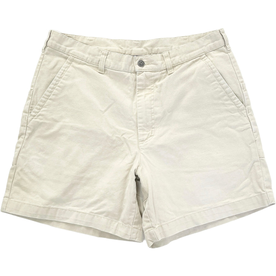 Patagonia (Vintage) — 2018 Patagonia Mens 6.5” Cotton Canvas Stand Up Shorts, Light Tan (35)