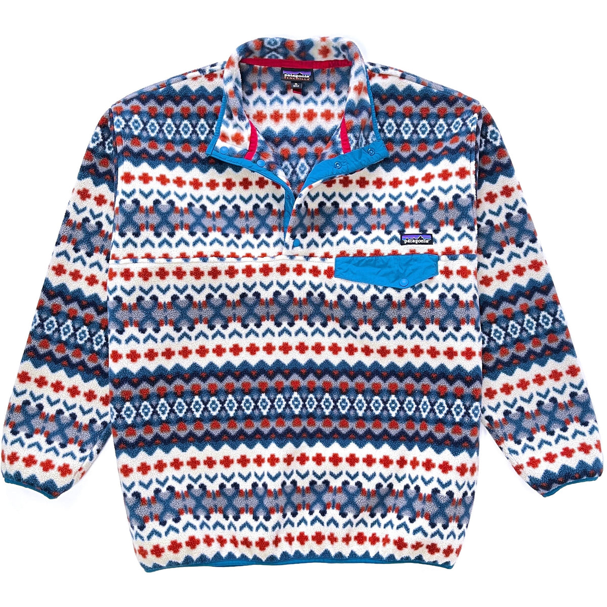 2015 Patagonia Printed Synchilla Snap-T Pullover, Cliff: Underwater Blue (XXL)
