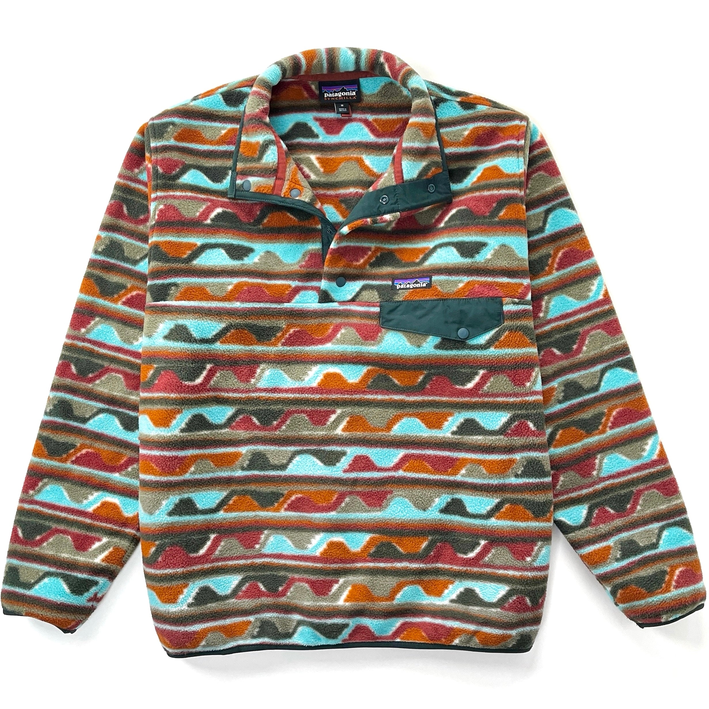 2016 Patagonia Printed Synchilla Snap-T Pullover, Delta: Cinder Red (M)
