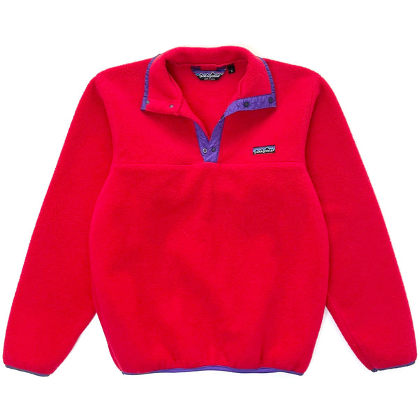 1986 Patagonia First Edition Synchilla Snap T-Neck, Red & Purple (XS/S)