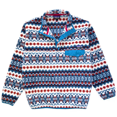 Patagonia (Modern) — 2015 Patagonia Printed Synchilla Snap-T Pullover, Cliff: Underwater Blue (M)