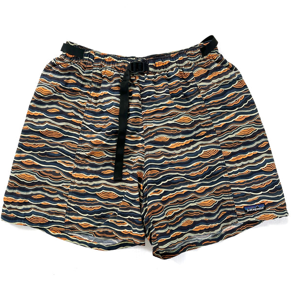 1998 Patagonia 5” Printed Nylon River Shorts, Strata: Carbon (L)