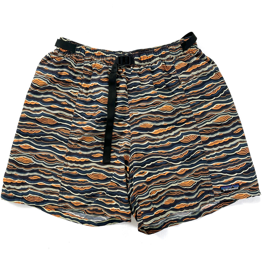 1998 Patagonia 5” Printed Nylon River Shorts, Strata: Carbon (L)