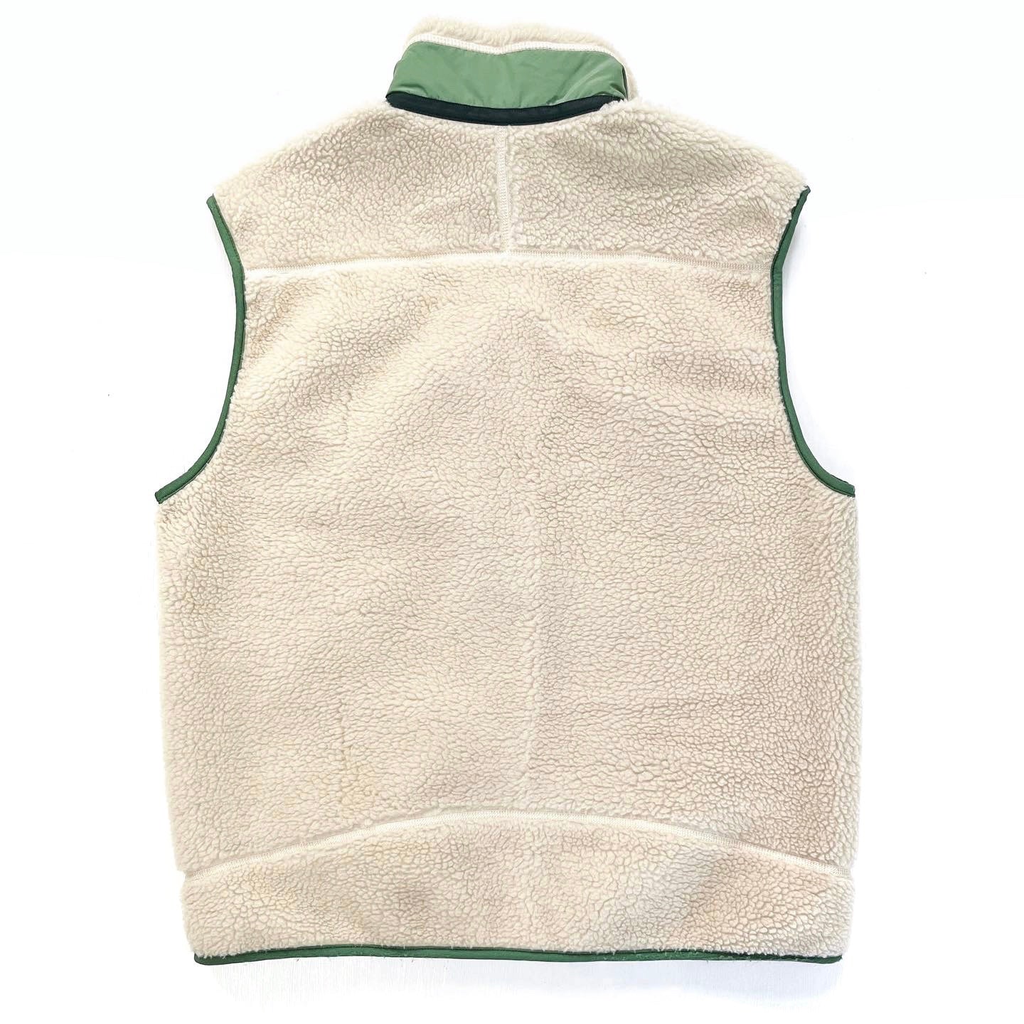2009 Patagonia Classic Retro-X Fleece Vest, Natural & Elm Green (L)