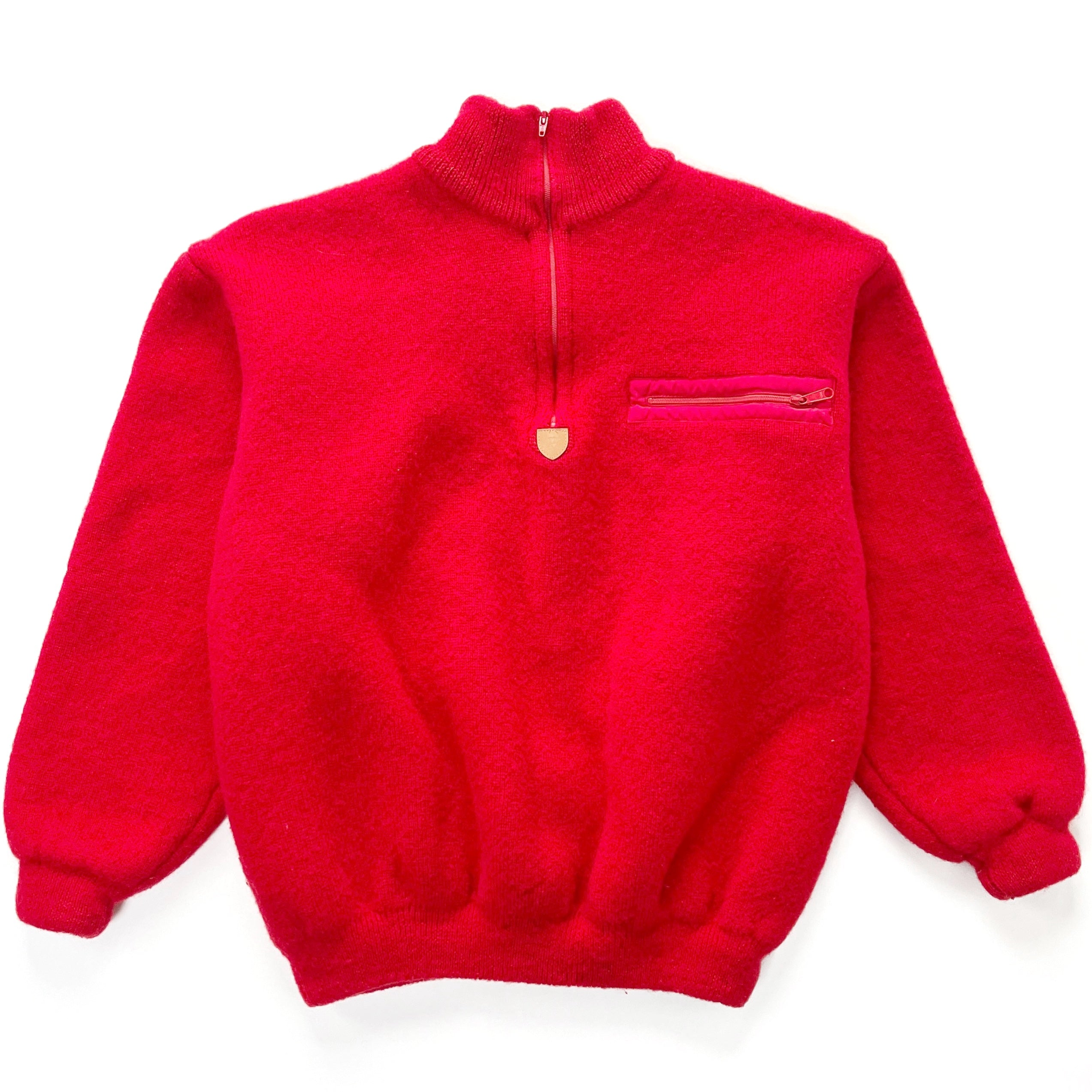 1991 Patagonia Merino Wool Half-Zip Alpiniste Sweater, Bright Red (S)