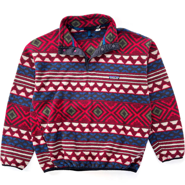 1996 Patagonia Made In The U.S.A. Printed Synchilla Snap-T, Saltillo: Burnt Chili (L)