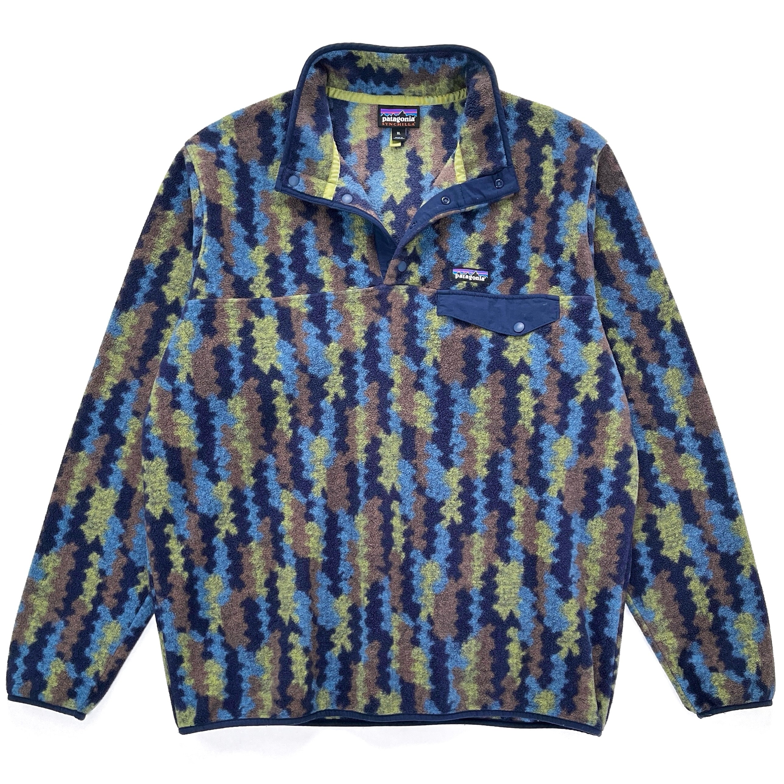 2022 Patagonia Printed Synchilla Snap-T Pullover, Climbing Trees Ikat: Navy (XL)