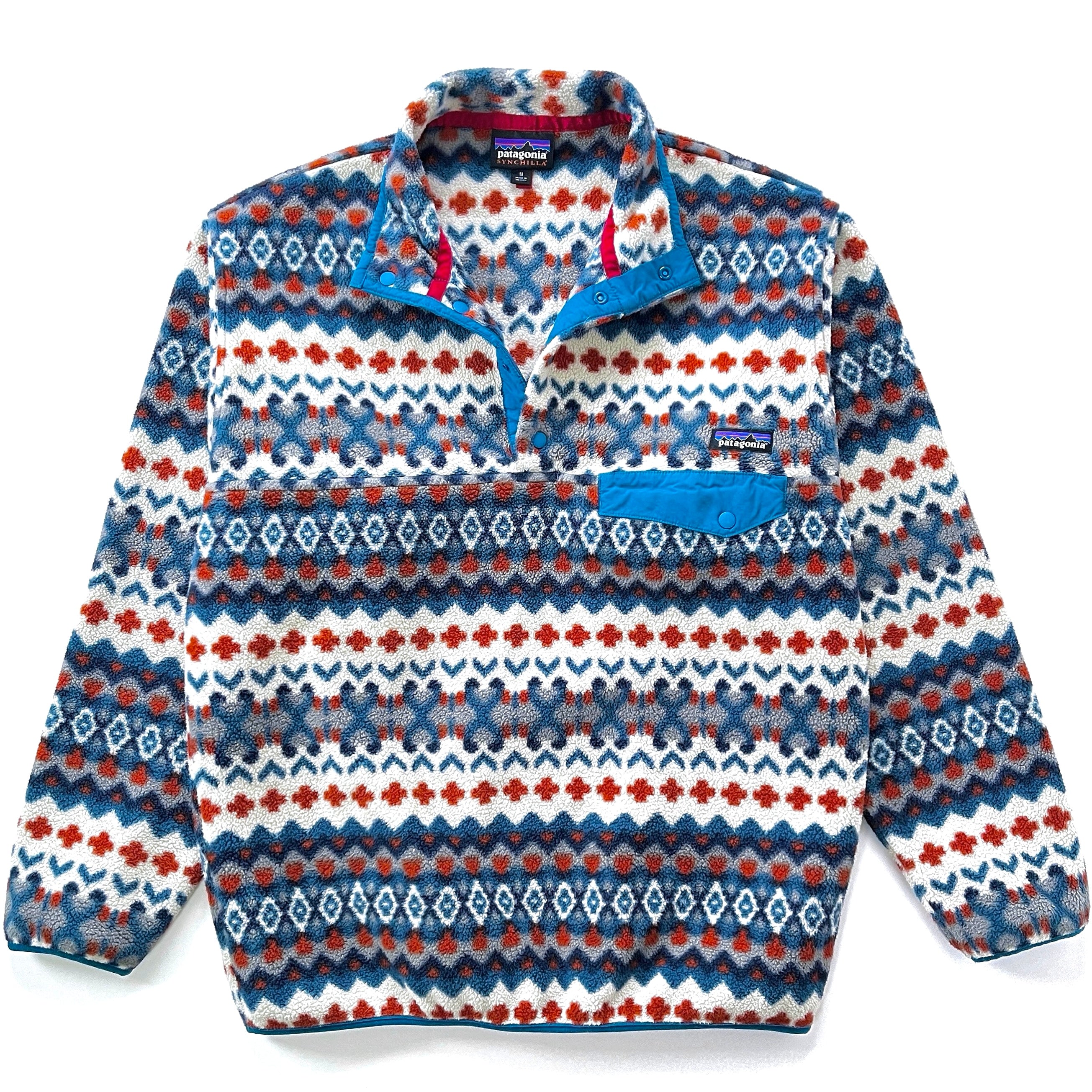 2015 Patagonia Printed Synchilla Snap-T Pullover, Cliff: Underwater Blue (M)