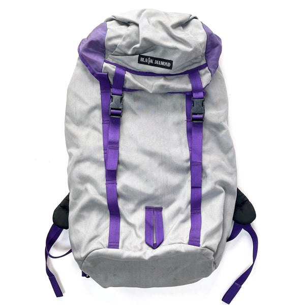 1990s Black Diamond Klettersack Hiking Backpack, Light Grey / Black / Purple (L)