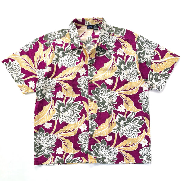 1995 Patagonia Mens Air Conditioned Cotton Print Shirt, Tropical Print (S/M)