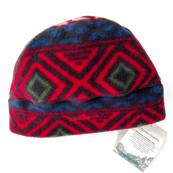 1998 Patagonia Printed Synchilla Fleece Hat, Saltillo: Burnt Chili (L)