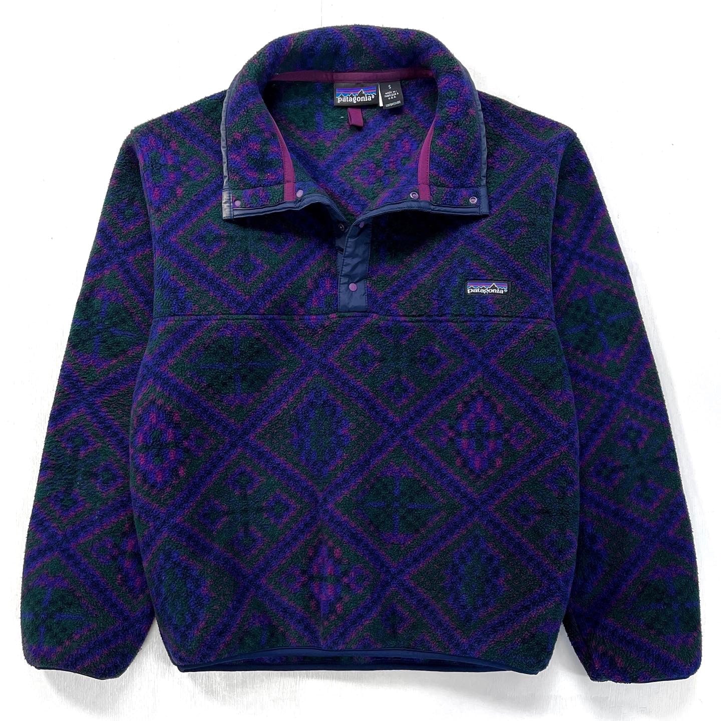 1992 Patagonia Printed Synchilla Snap-T, Mosaic: Iris (S)
