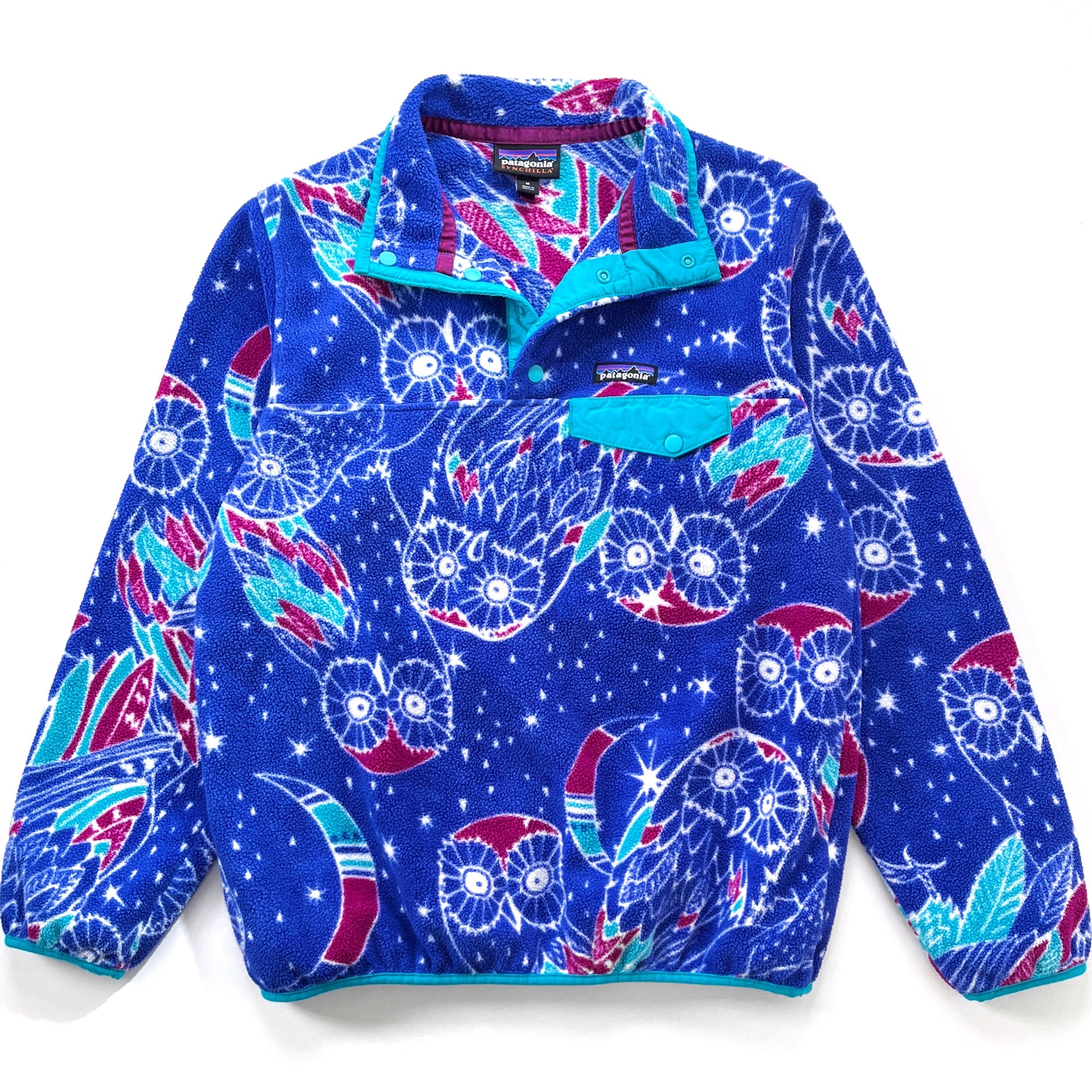 2016 Patagonia Womens Printed Synchilla Snap-T, Harvest Moon Owl (M)