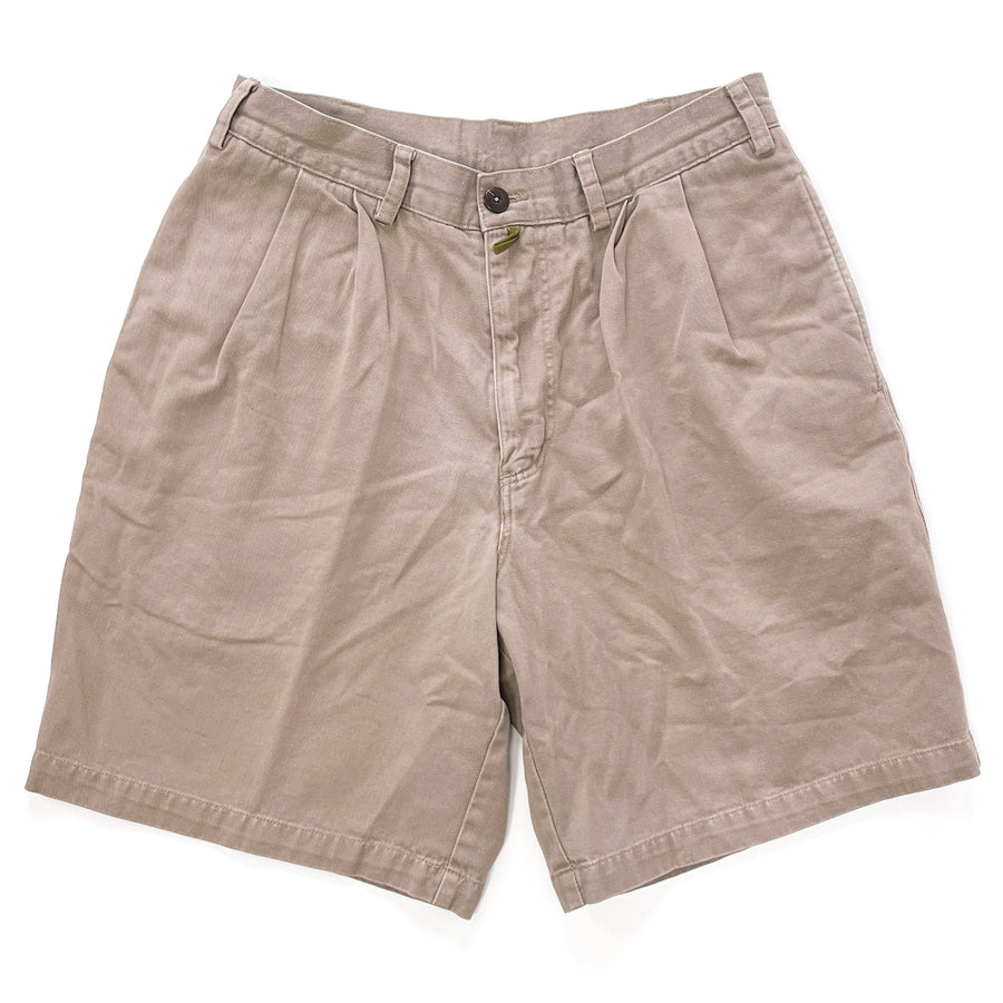 1998 Patagonia Mens 8.5” Pleated Organic Cotton Field Shorts, Light Brown (32)