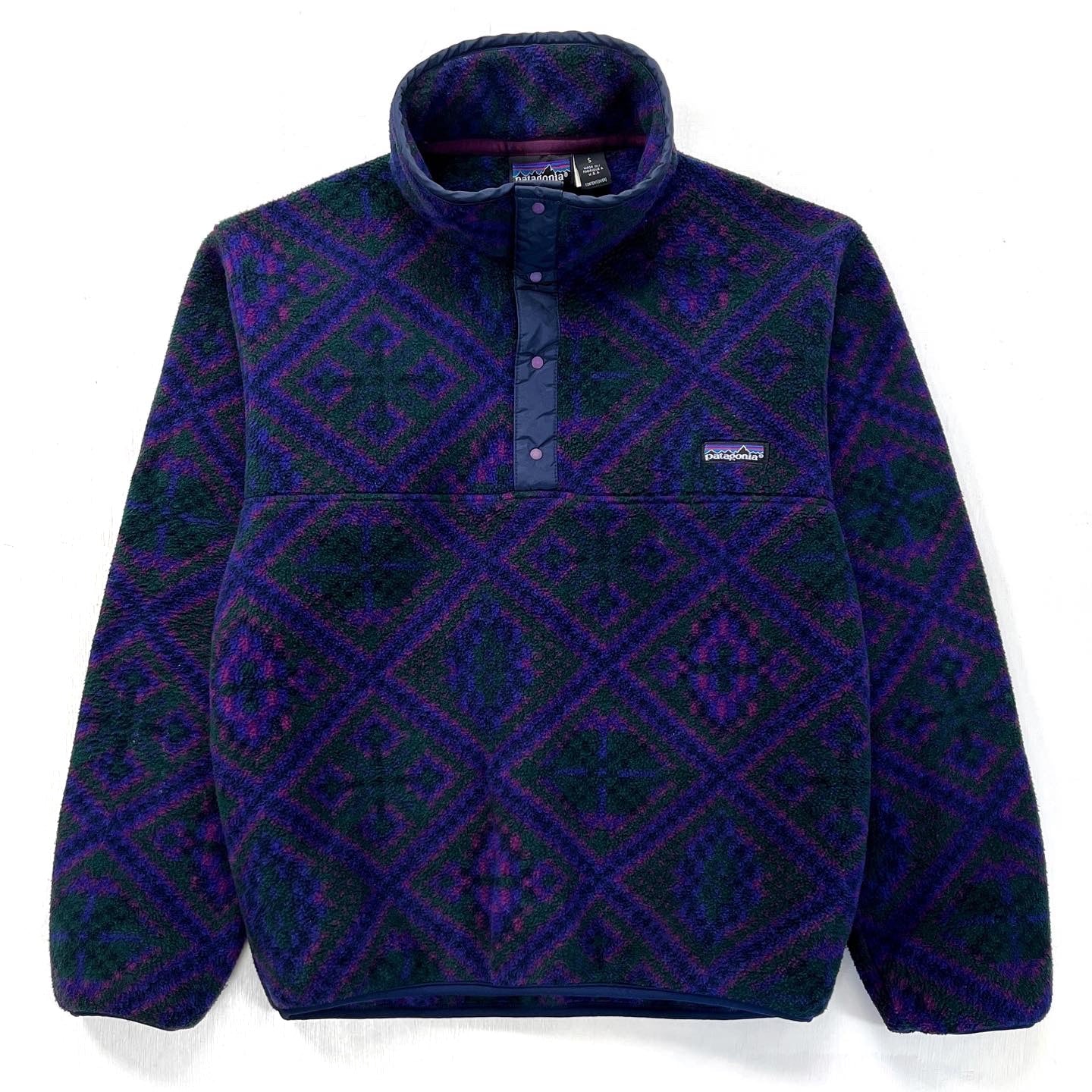 1992 Patagonia Printed Synchilla Snap-T, Mosaic: Iris (S)