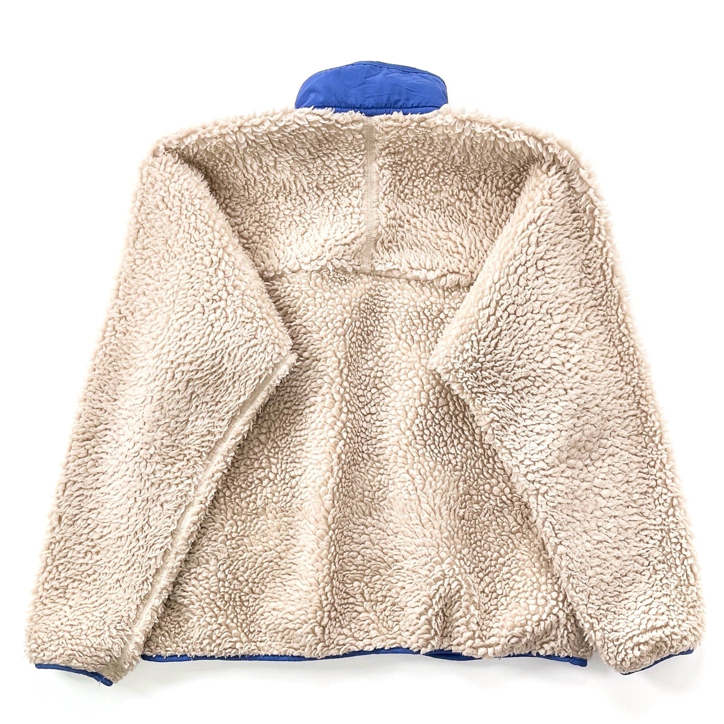 2004 Patagonia “Deep Pile” Classic Retro Cardigan, Natural & Cobalt (L)