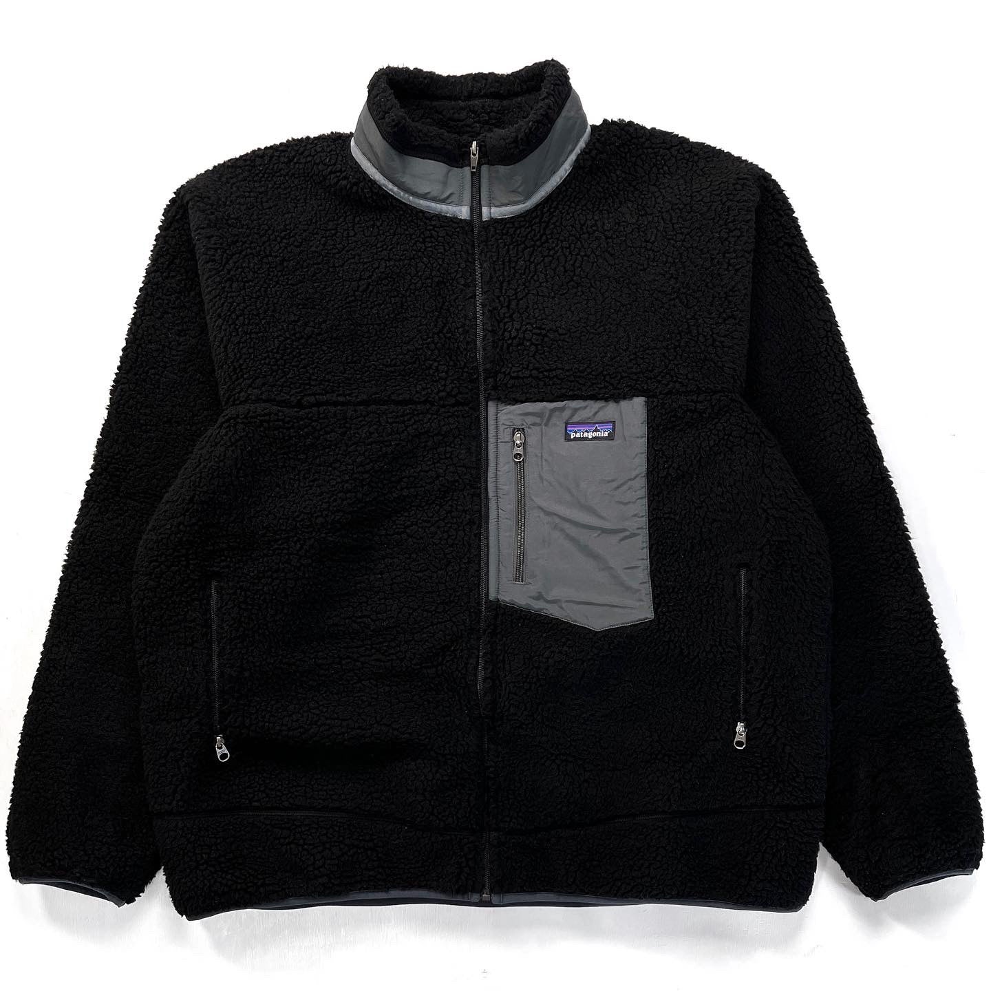 2015 Patagonia Classic Retro-X Fleece Jacket, Black & Grey (XXL)