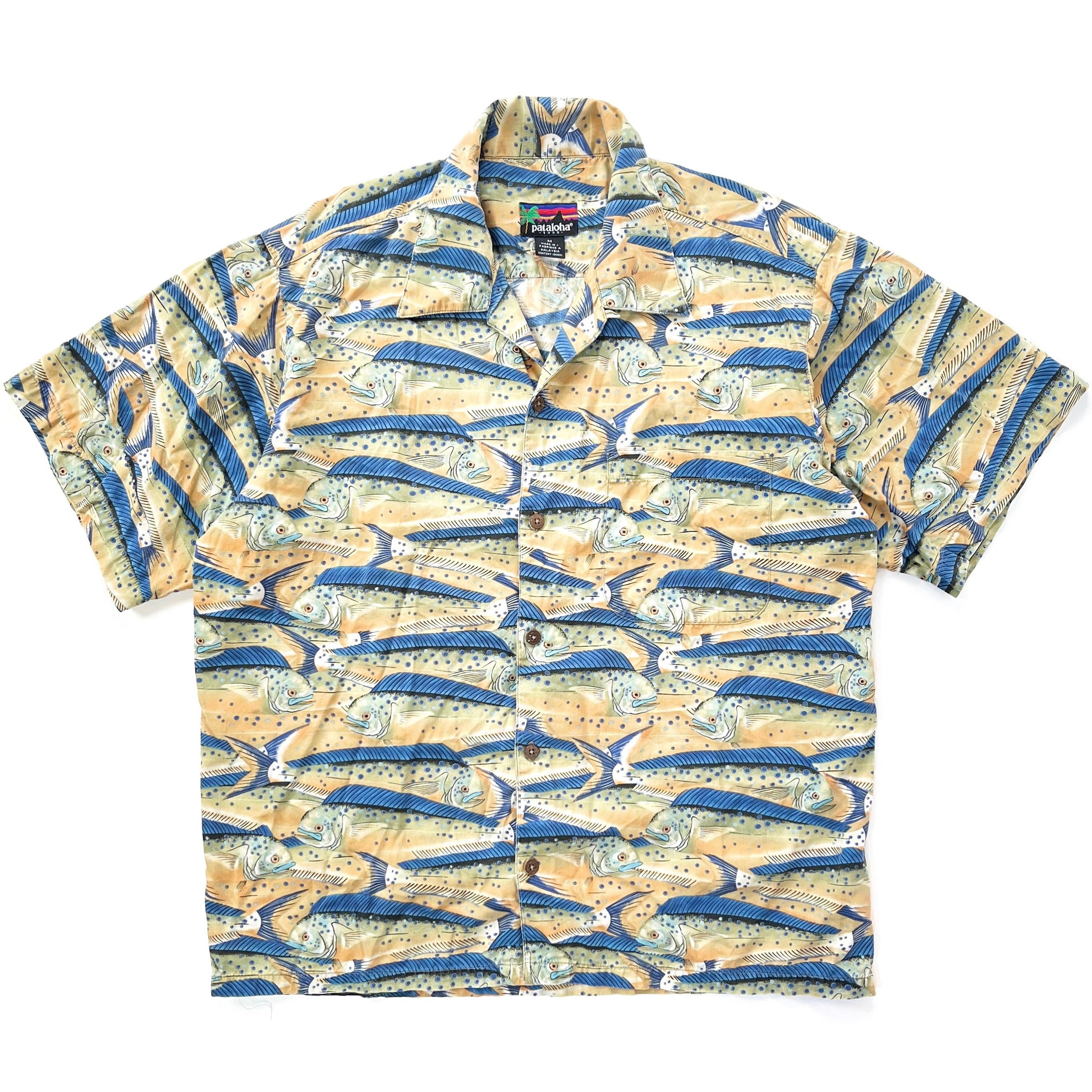 1995 Patagonia Mens Limited Edition Pataloha Print Shirt, Mahi Print (M/L)
