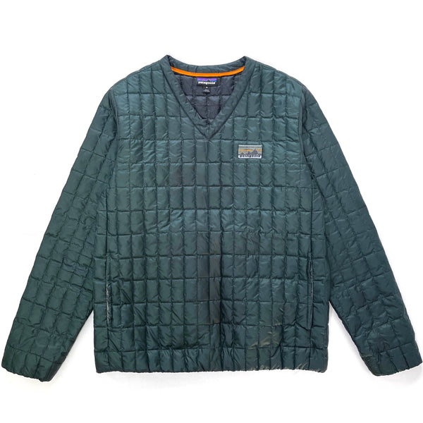 2016 Patagonia Recollection Recycled Down V-Neck Pullover, Dark Green (M)