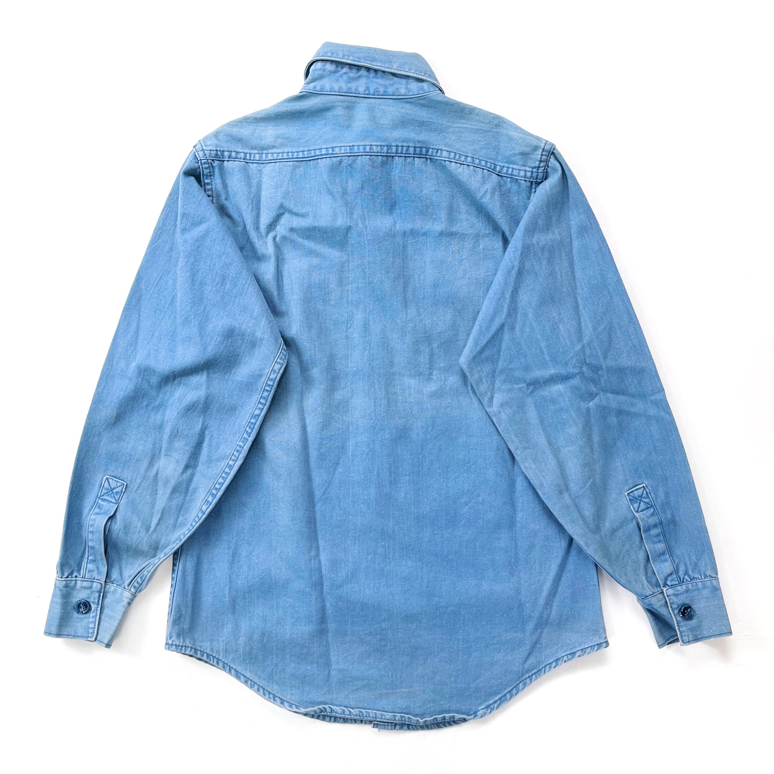 1970s Patagonia “Big Label” Cotton Canvas Shirt, Light Blue (S)