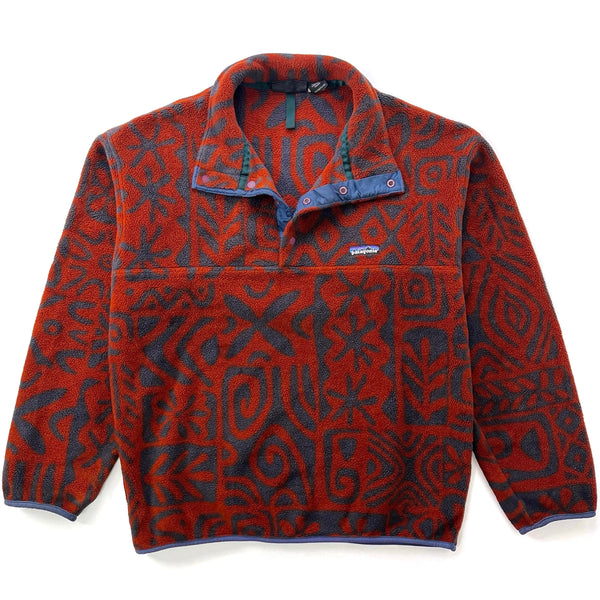 1995 Patagonia Made In Canada Printed Synchilla Snap-T, Island Block: Copper (M)