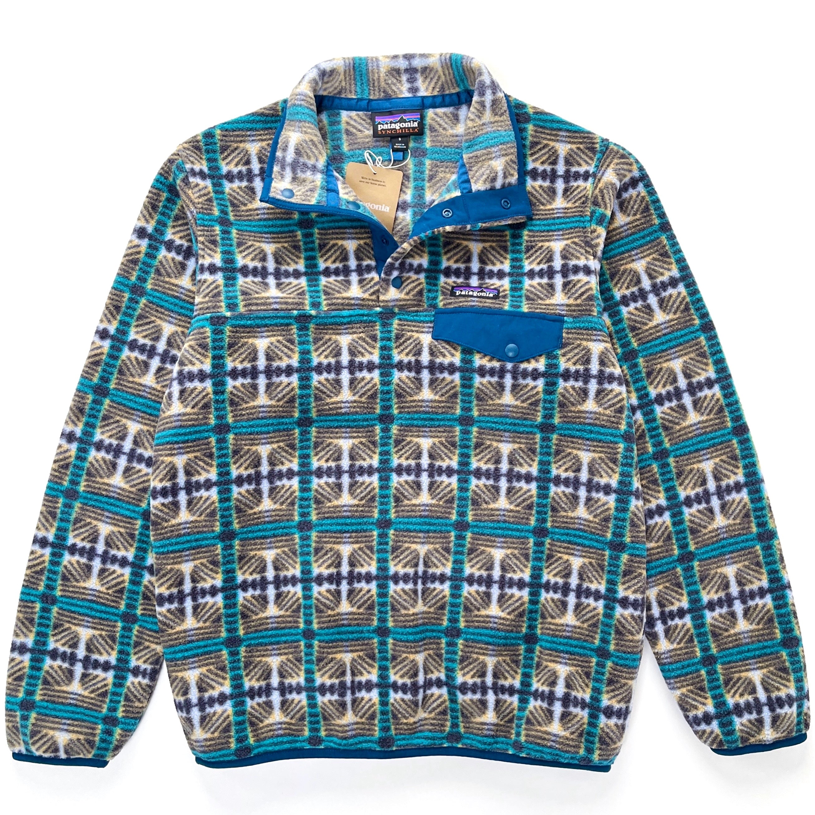 2023 Patagonia Womens Printed Synchilla Snap-T Pullover, Snow Beam: Periwinkle (S)