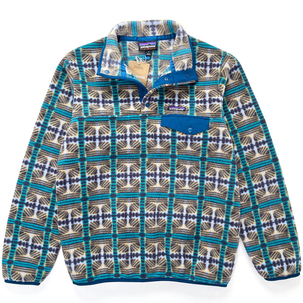 2023 Patagonia Womens Printed Synchilla Snap-T Pullover, Snow Beam: Periwinkle (S)