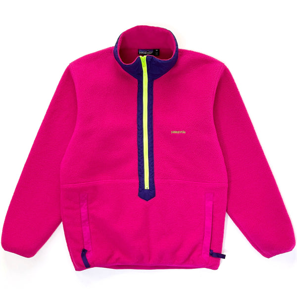1989 Patagonia Made In The U.S.A. Half-Zip Synchilla Sweater, Fuchsia (M)