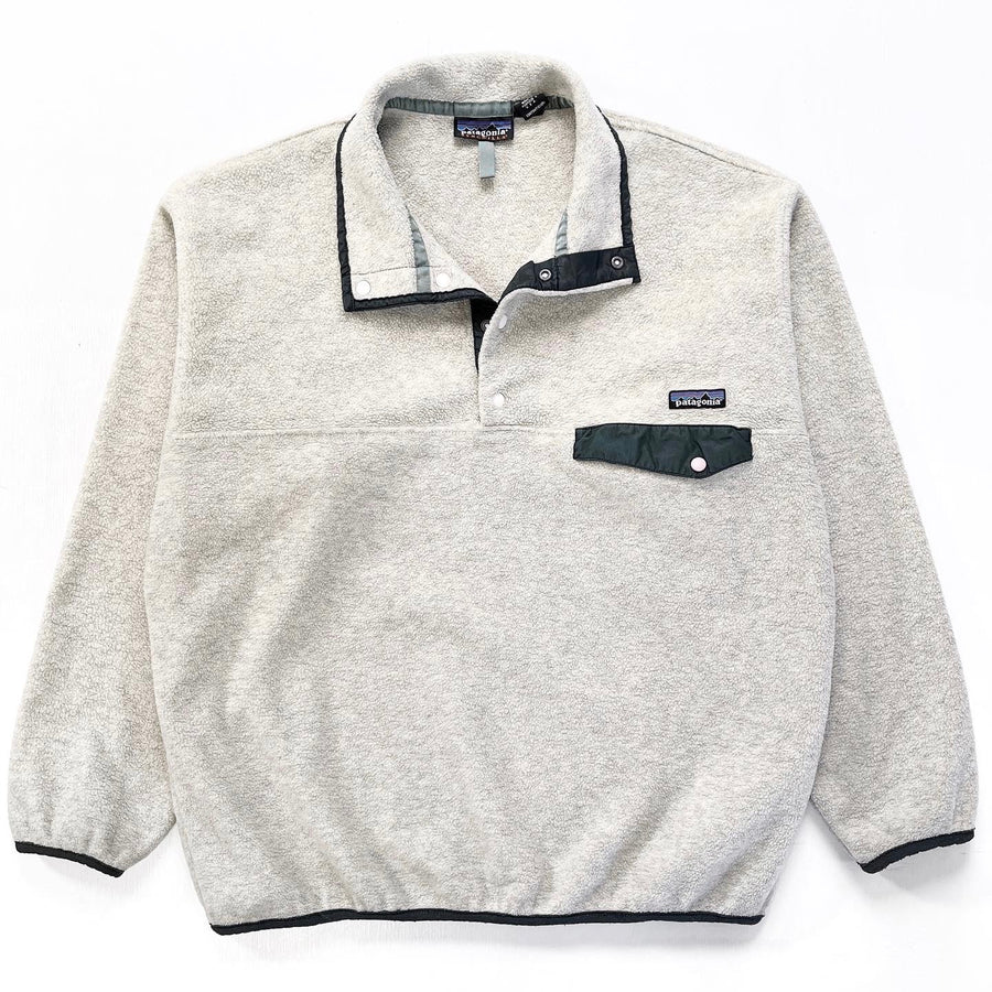 1994 Patagonia Synchilla Snap-T, Oatmeal Heather & Carbon (L)