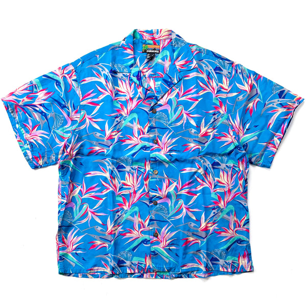 1985 Patagonia First Edition Pataloha Hawaiian Shirt, Birds of Paradise (L)