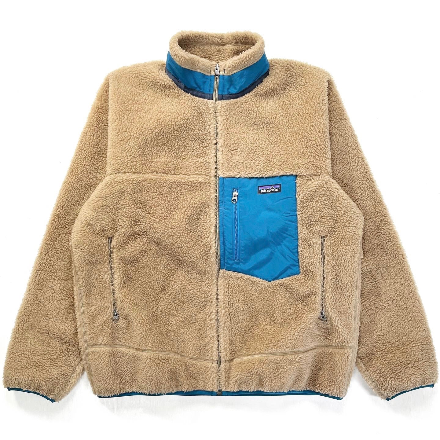 2015 Patagonia Mens Classic Retro-X Jacket, Ash Tan & Blue (L/XL)