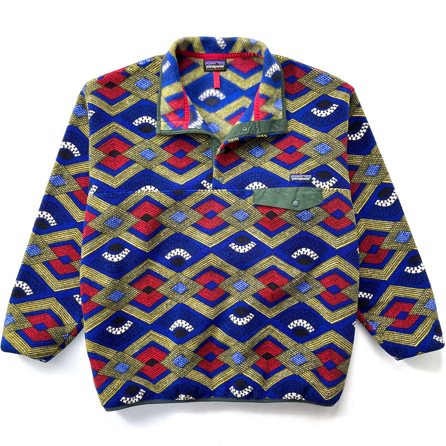 2014 Patagonia Printed Synchilla Snap-T, Slowfoot: Cobalt Blue (XL)
