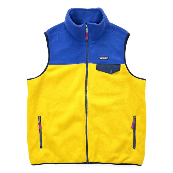 2016 Patagonia Full-Zip Synchilla Fleece Vest, Deep Blue / Yellow (XL)