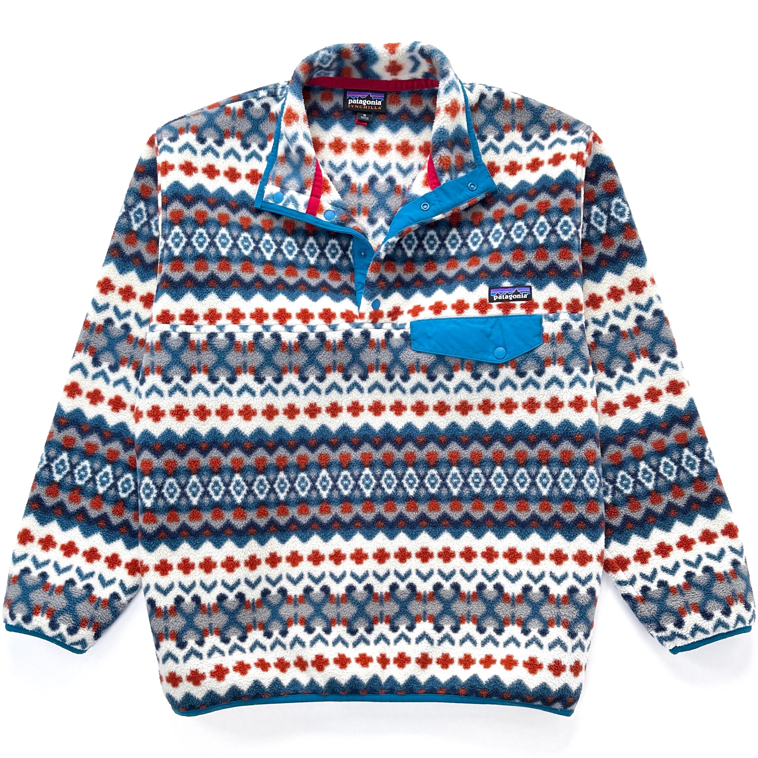 2015 Patagonia Printed Synchilla Snap-T Pullover, Cliff: Underwater Blue (M)