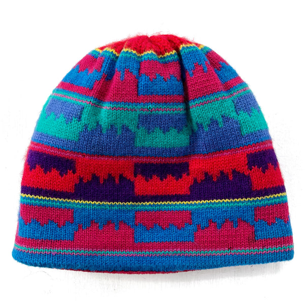 1988 Patagonia Capilene Wool Hat, Skyline: Purple & French Red (OS)