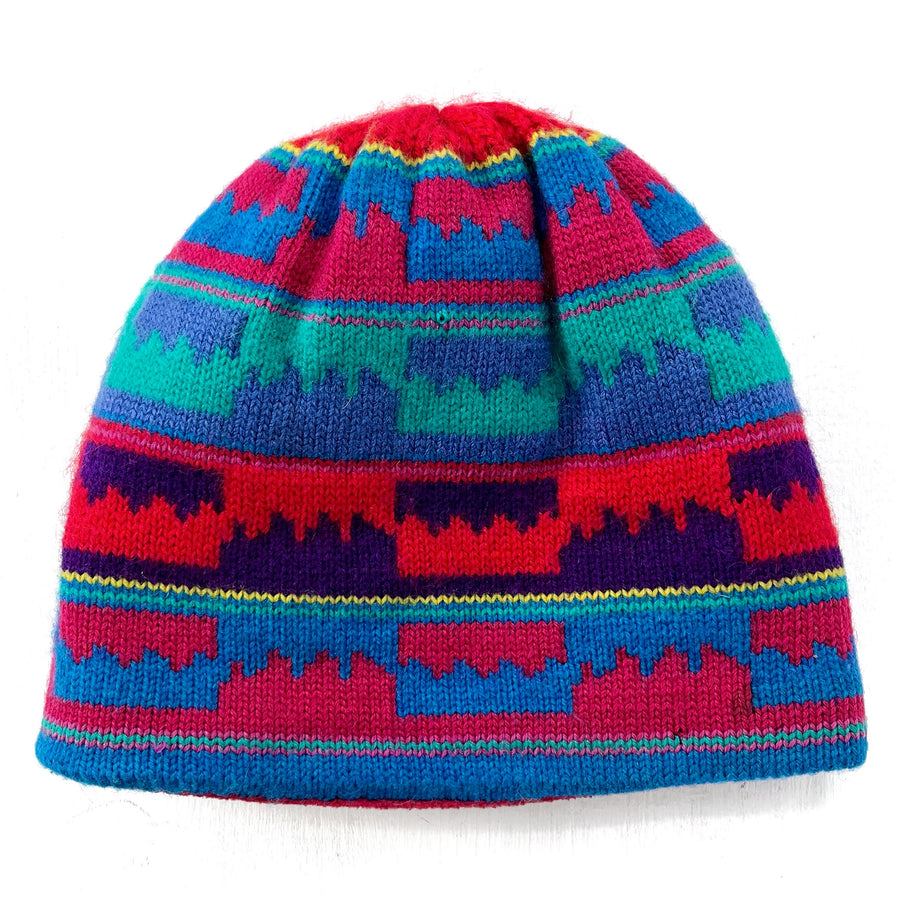 1988 Patagonia Capilene Wool Hat, Skyline: Purple & French Red (OS)