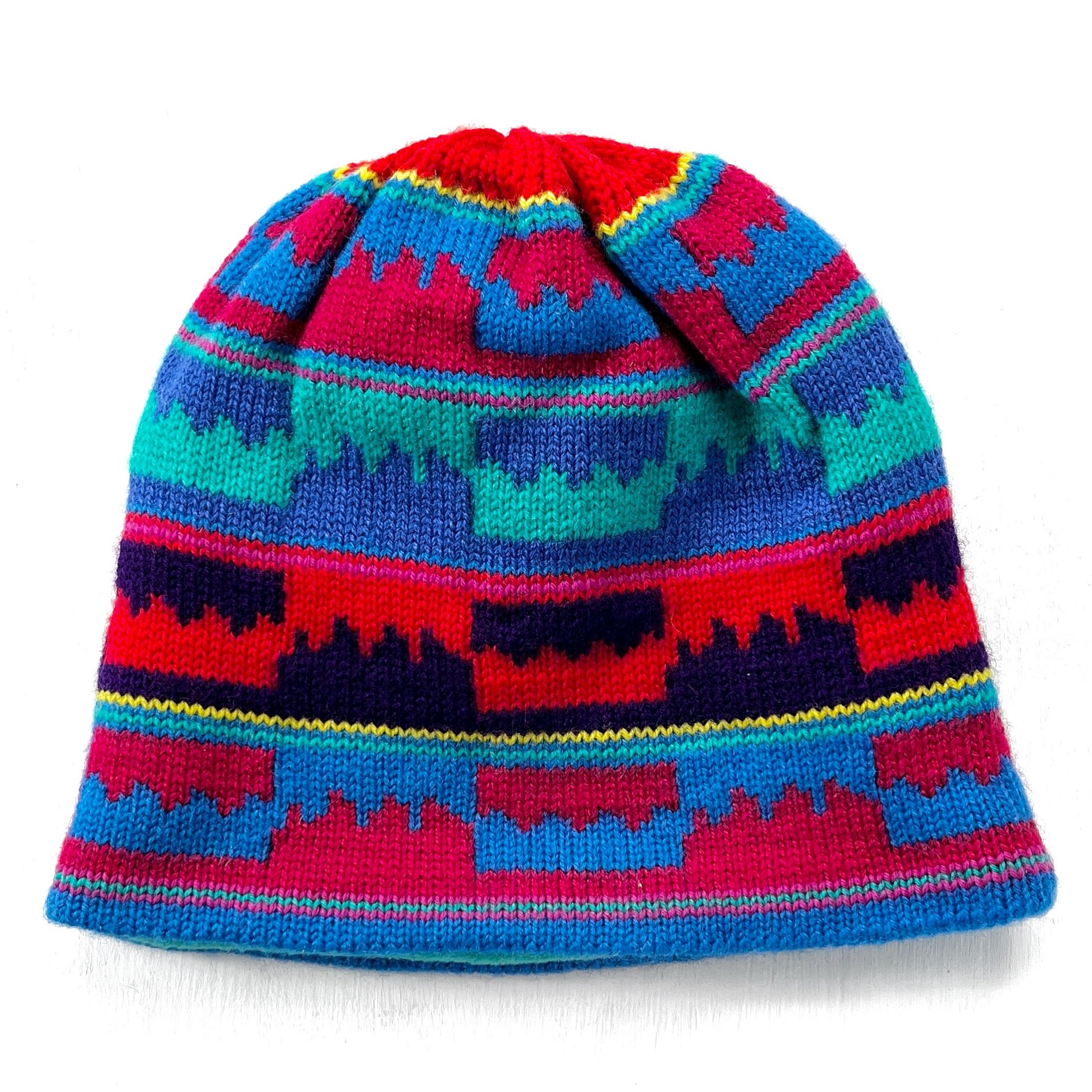 1988 Patagonia Capilene Wool Hat, Skyline: Purple & French Red (OS)
