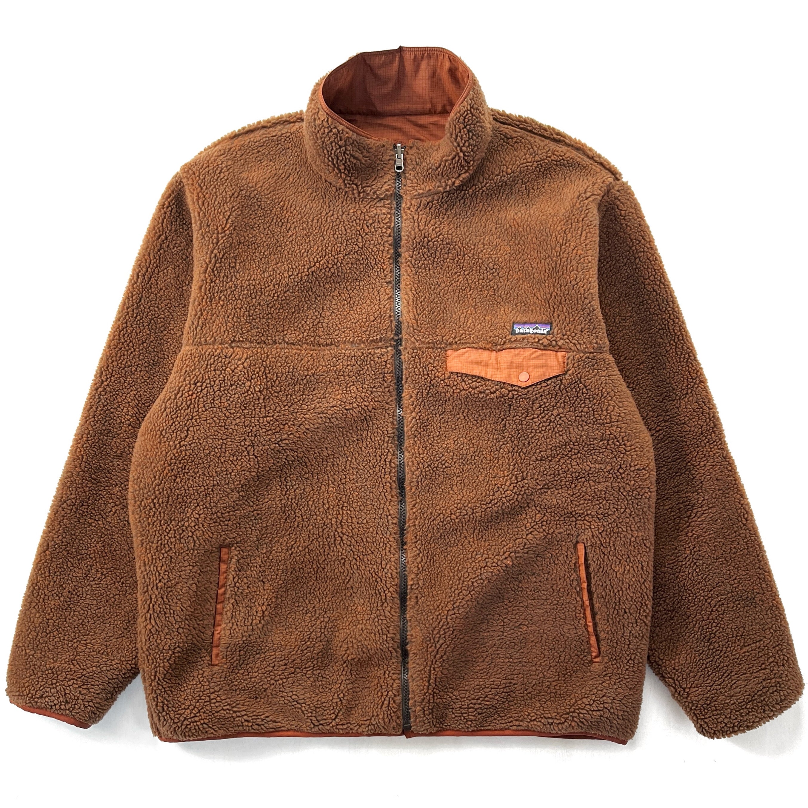 2007 Patagonia Reversible Deep Pile Full-Zip Snap-T Jacket, Brown (XL)