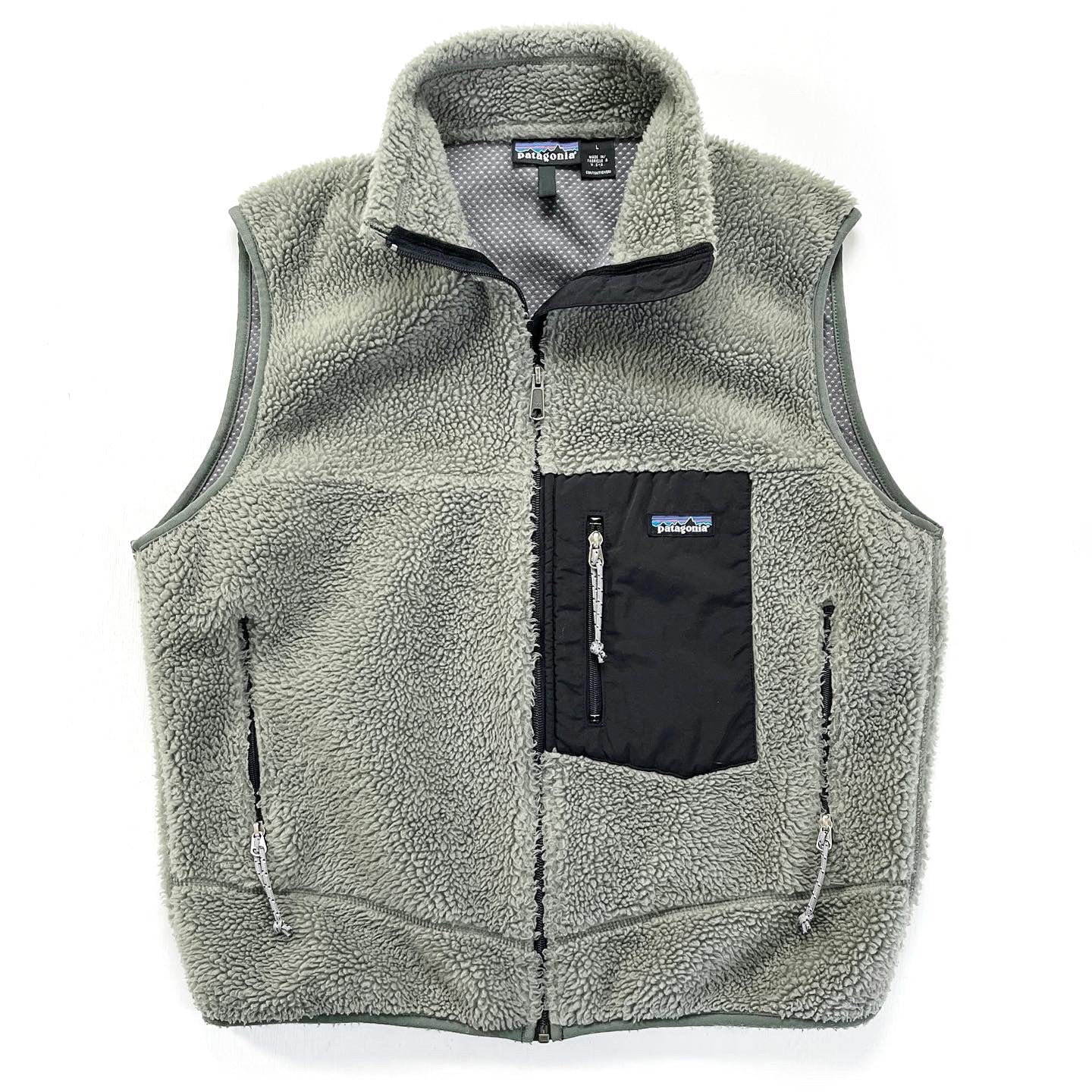 2000 Patagonia Classic Retro-X Fleece Vest, Eucalyptus & Black (L)