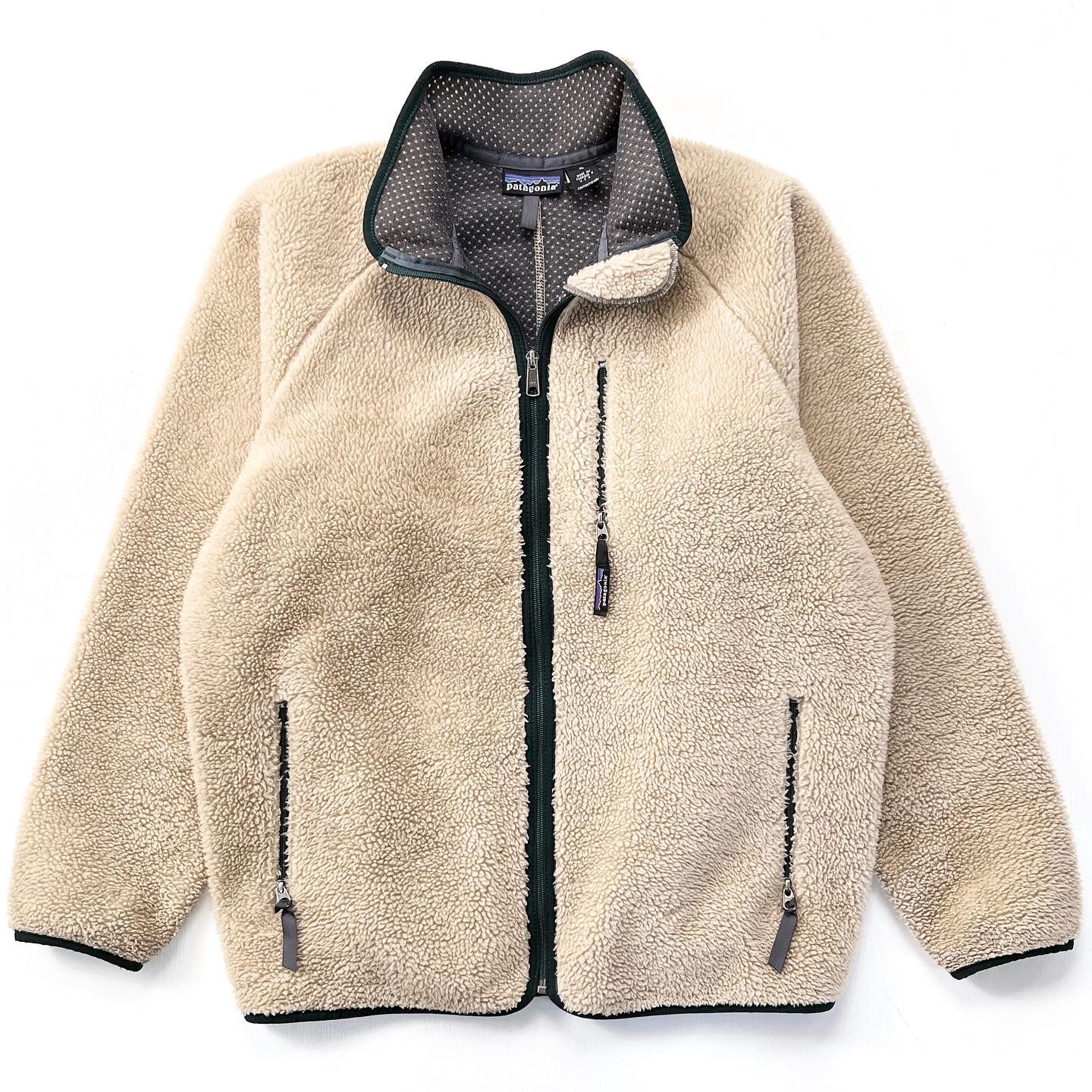 1997 Patagonia Made In The U.S.A. Retro Pile Cardigan, Natural & Hunter (L/XL)