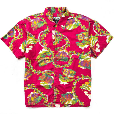 2000 Patagonia Mens Limited Edition Pataloha Print Shirt, Bright Red (L)
