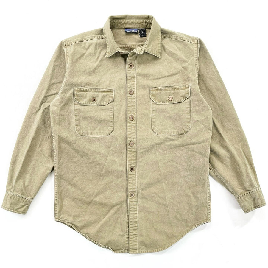 1991 Patagonia Garment Dyed Cotton Canvas Shirt, Olive Khaki (M)