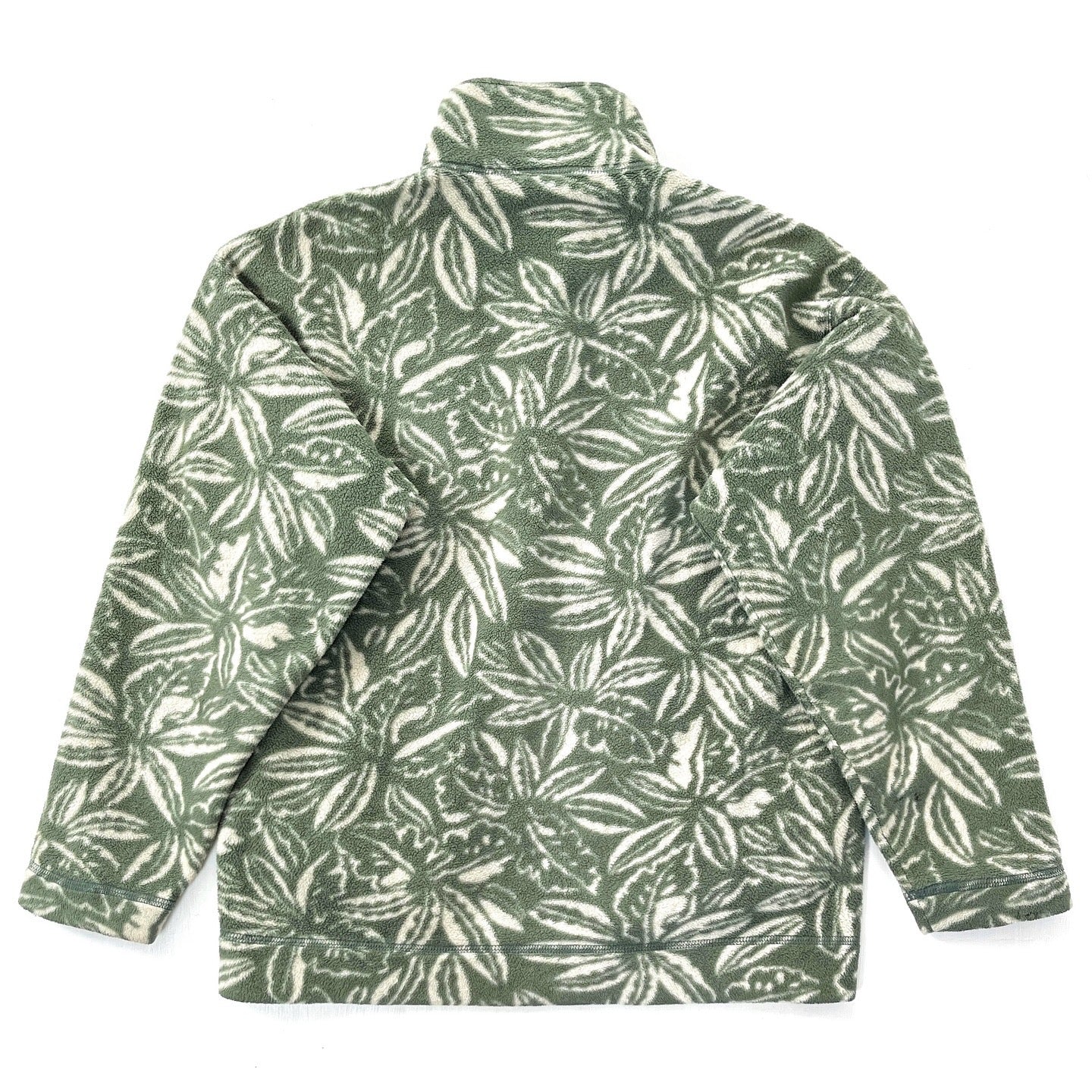 1995 Patagonia Made In The U.S.A. Printed Synchilla Sweater, Tropical: Green (S)