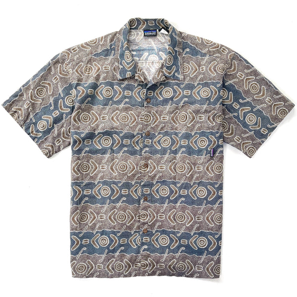 1999 Patagonia Mens A/C Cotton Print Shirt, Boomerang: Vintage Khaki (M/L)