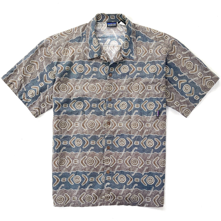 1999 Patagonia Mens A/C Cotton Print Shirt, Boomerang: Vintage Khaki (M/L)