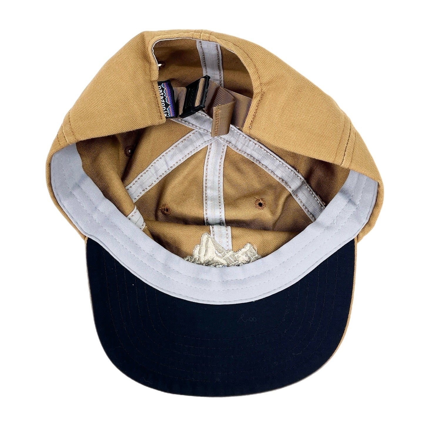 1997 Patagonia Made In The U.S.A. Fitz Roy Embroidered Canvas Cap, Golden Tan (L)