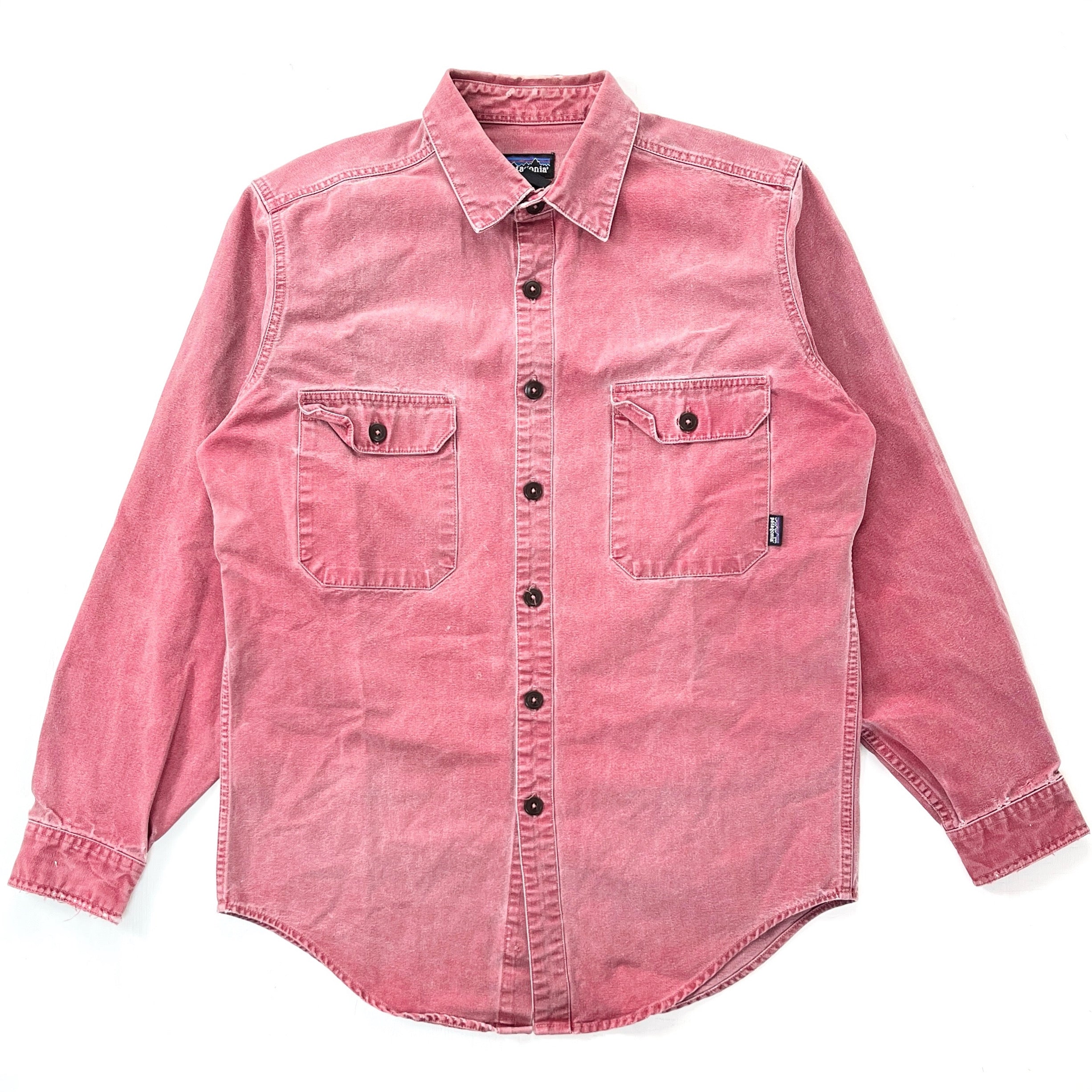1990 Patagonia Original Garment Dyed Canvas Shirt, Weathered Red (M)